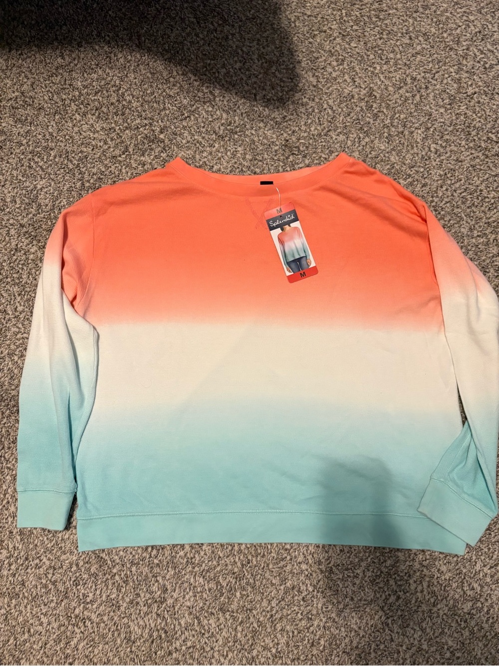 Ombré Crewneck shirt  in Coral, Cream & Aqua